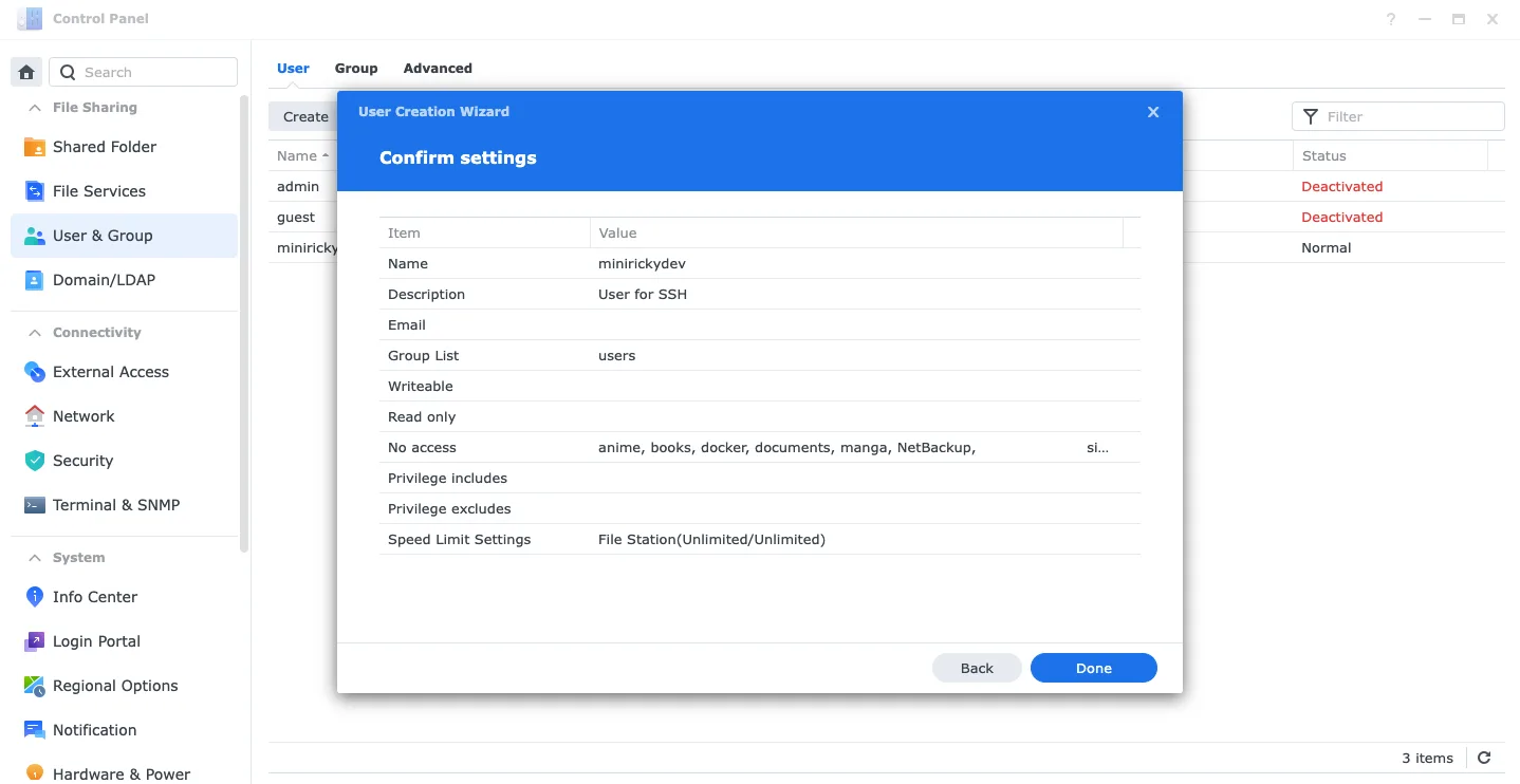 Confirm Settings Interface